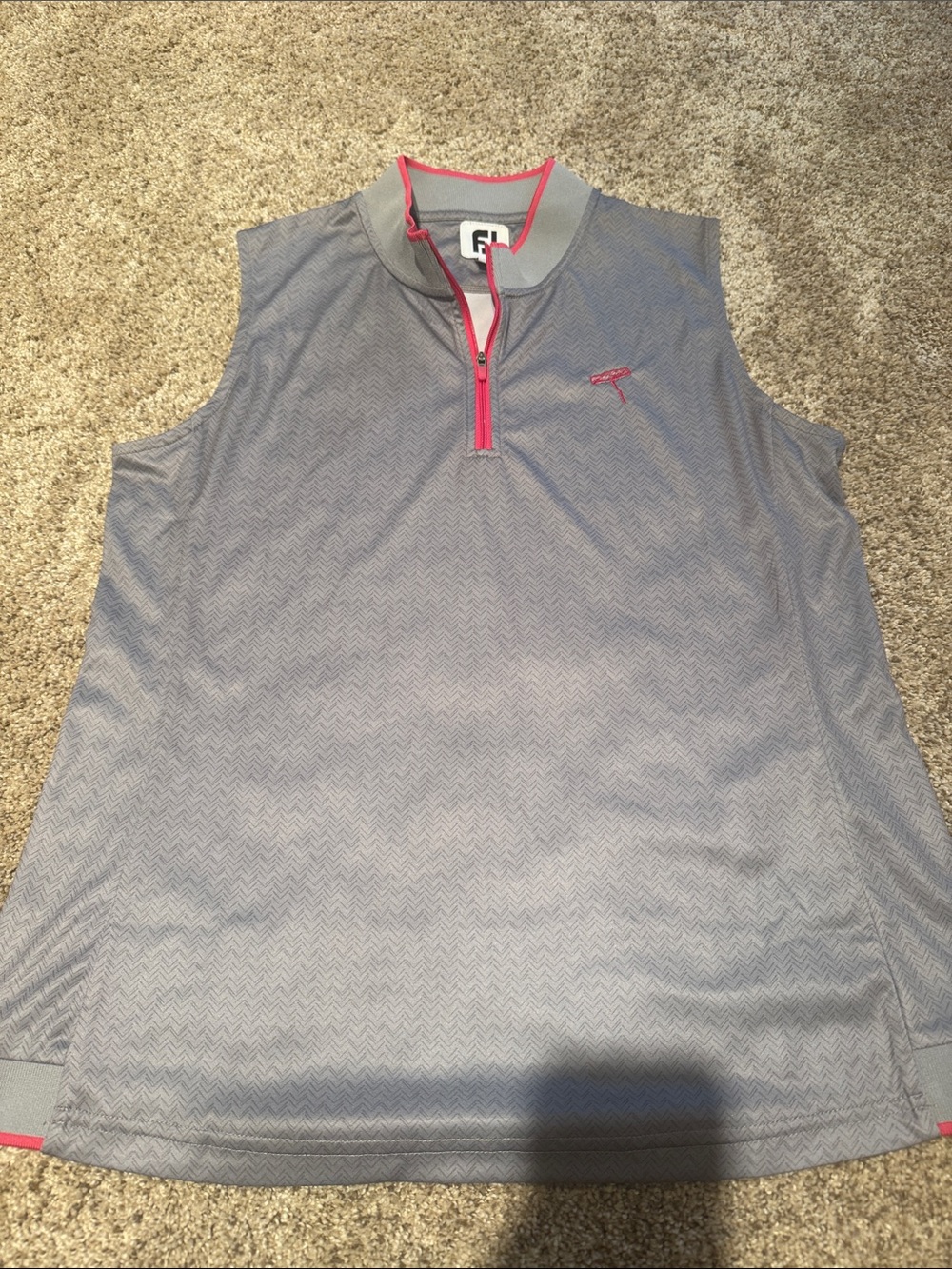 FootJoy Women's Gray Sleeveless Golf Top with Pink Accents